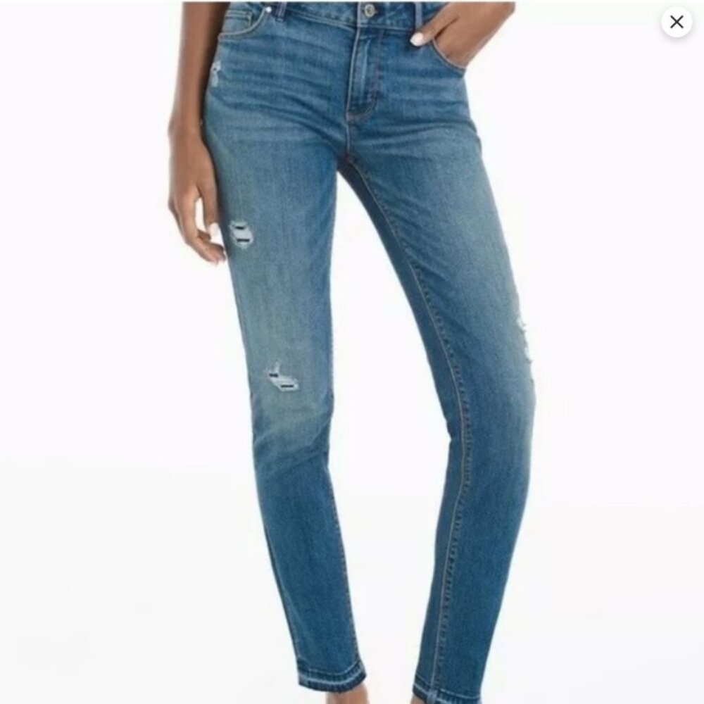 White House Black Market The Skimmer Distressed Mid Rise Jeans Size 8 #2168 - Picture 1 of 10